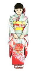 japanese girl with japanese kimono.Shichi-go-san is an annual Japanese festival to celebrate the growth of children.