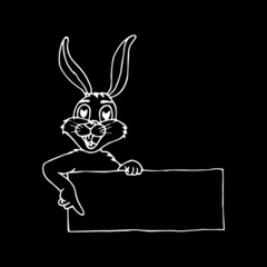 Illustration of a ready to print label featuring a cute rabbit. Vector illustration art. Hand drawn animals.