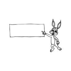 Illustration of a ready to print label featuring a cute rabbit. Vector illustration art. Hand drawn animals.