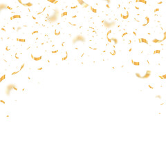 Vector golden confetti on white background.
