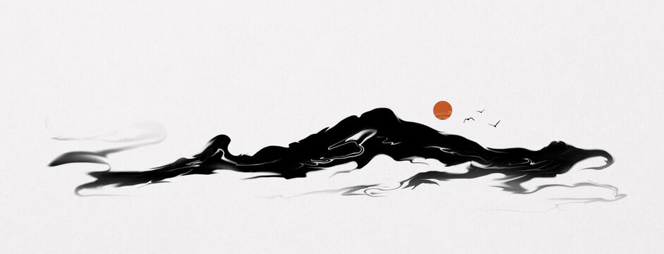 New Chinese style fluid ink rhyme abstract freehand ink painting
