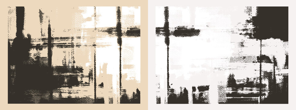 Cross hatching strokes on canvas. Oil, acrylic paint texture set. Abstract grungy backgrounds