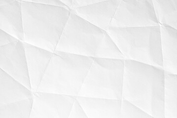 White crumpled paper background, texture old for web design screensavers. Template for various purposes or creating packaging.