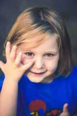 portrait of a smiling caucasian little girl.