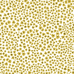 little yellow flowers seamless pattern, vector hand drawing greeting card template illustration