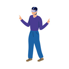 young man using reality virtual tech