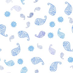 Light Pink, Blue vector seamless doodle texture with leaves and flowers. Modern abstract illustration with leaves and flowers. Pattern for trendy fabric, wallpapers.
