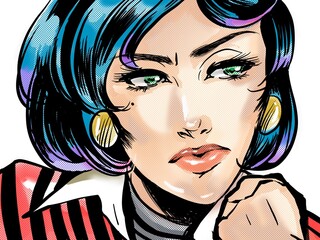 American comics’ s 60's fashion woman gets anger to someone