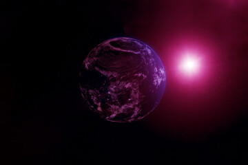 Exoplanet in a far dark space. Elements of this image were furnished by NASA.