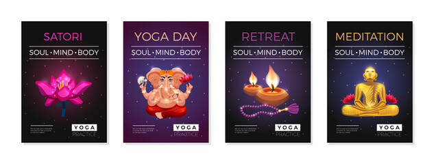 Yoga Meditation Posters Set 