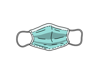 Surgical mask, hand drawn vector illustration of a face mask used by people against COVID-19.