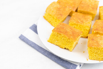 Homemade cornbread served on the plate