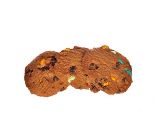 Choco chip cookies isolated on white background. Choco chip chocolate biscuit