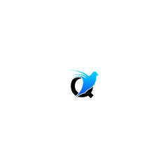 Q Letter bird Logo Design Icon. Bird Letter Logo with Creative and modern concept premium initial
