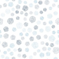Light BLUE vector seamless elegant wallpaper with flowers. Glitter abstract illustration with flowers. Design for textile, fabric, wallpapers.
