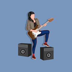 Illustration of girl with playing guitar