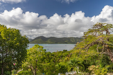 Fototapeta na wymiar Bay view from high point in Sainte-Anne, Martinique, France