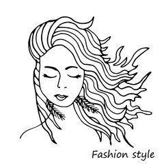fashionable girl with developing hair