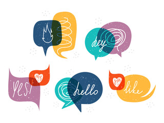 A set of chat Icons in a flat cartoon style, isolated on a white background.Speech bubble symbols for your website design, logo, app, user interface. Vector illustration