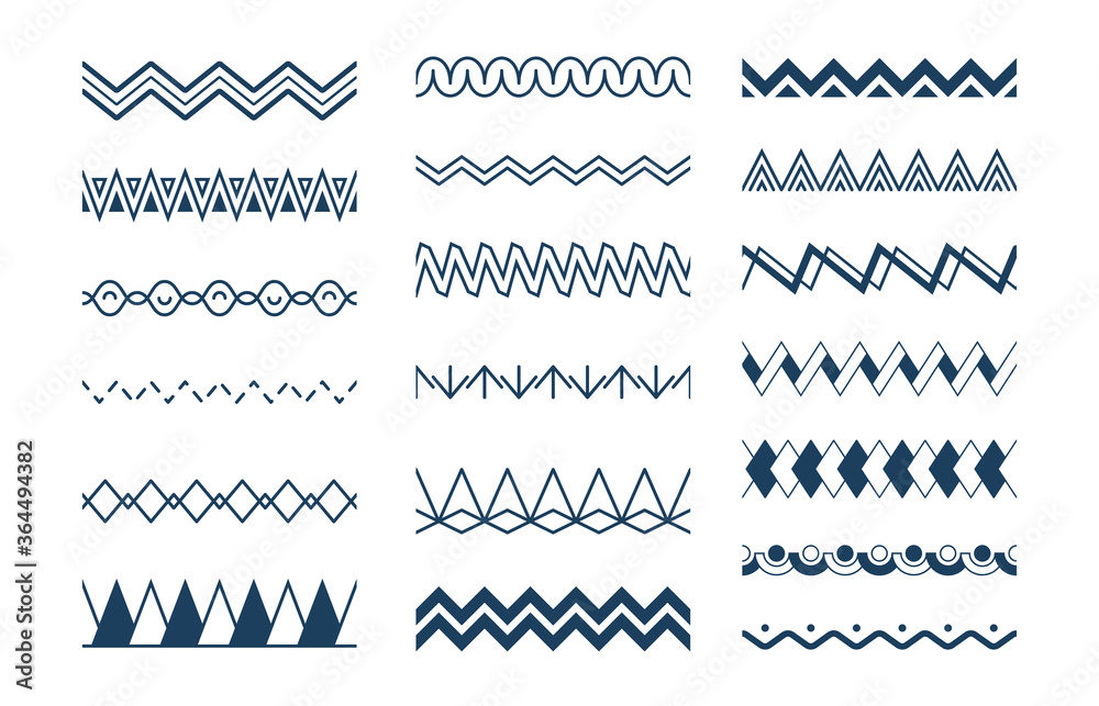 Sticker seamless waves. abstract geometrical zigzag shapes vector patterns collection. geometric wave trendy