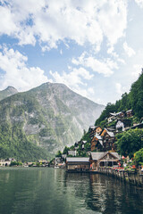 Fototapeta premium landscape view of hallstatt city in austrian alps