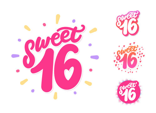 Sweet 16. Set of vector lettering.