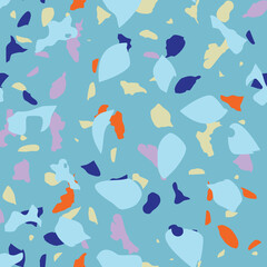 Terrazzo flooring vector seamless pattern. Texture of floor, composed of different kind of stone.