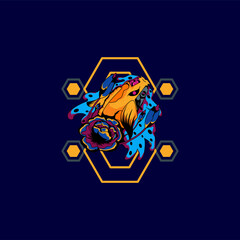 Mecha carp with sacred geometric shapes, suitable for the design of tshirts, posters, cellphone casings etc.