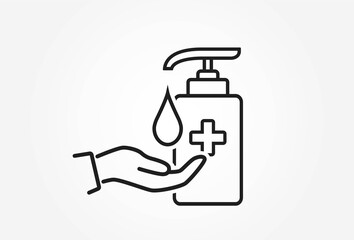 disinfect hands icon. coronavirus protection sign. hand hygiene sanitizer bottle