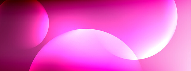 Vector abstract background liquid bubble circles on fluid gradient with shadows and light effects. Shiny design templates for text