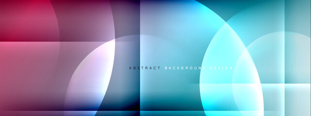 Vector abstract background - circle and cross on fluid gradient with shadows and light effects. Techno or business shiny design templates for text