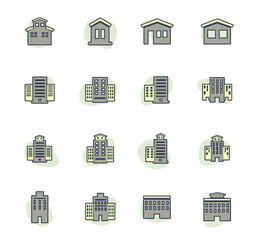 Buildings icons set