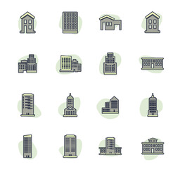 Buildings icons set