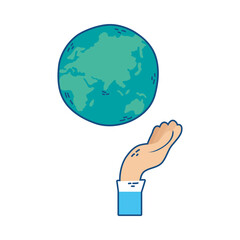 hand lifting world planet earth