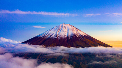 Beautiful scenic landscape of mountain Fuji or Fujisan in Yamanashi Prefecture, Japan