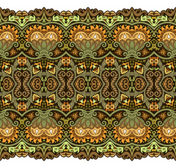 Abstract ethnic nature tile stripe seamless border