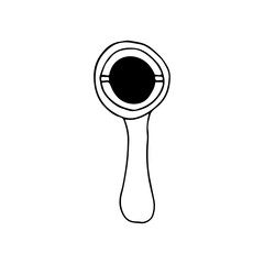 Doodle baby rattle icon in vector. Hand drawn baby rattle icon in vector