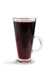 Glass of red grape juice isolated on white background. Side view