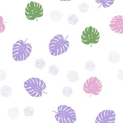 Light Multicolor vector seamless doodle pattern with flowers, leaves. Colorful abstract illustration with leaves in doodle style. Design for wallpaper, fabric makers.