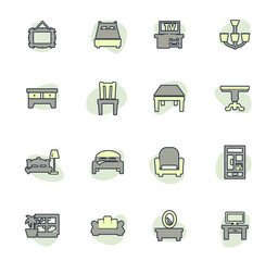 Furniture vector icons set