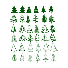 Obraz premium Christmas tree green various vector illustration. 