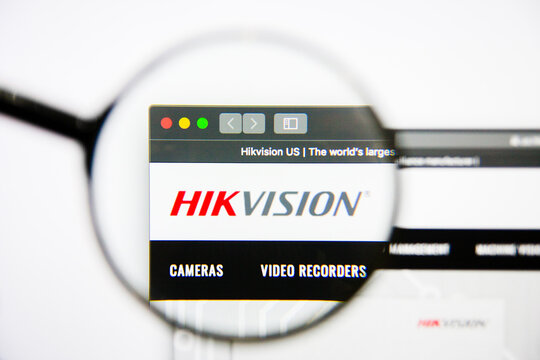 Los Angeles, California, USA - 25 January 2019: Hikvision website homepage. Hikvision logo visible on display screen.
