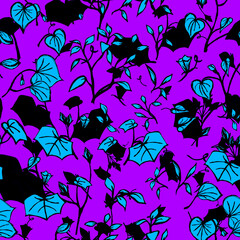 floral doodle seamless pattern with bright leaves