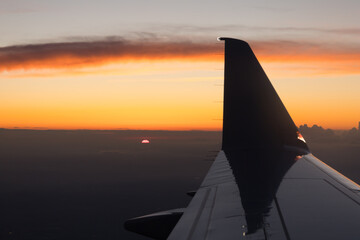 airplane on the sunset