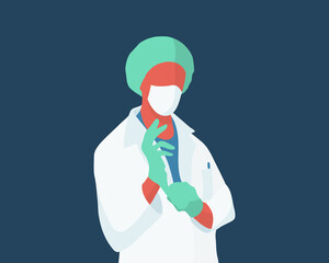 Surgeon in protective suit putting on medical gloves for protection.