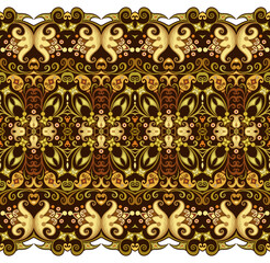Abstract ethnic nature tile stripe seamless border
