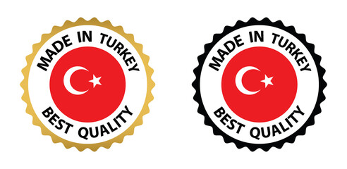 made in Turkey  vector stamp. bagge with Turkey  flag