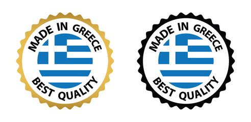 made in Greece  vector stamp. bagge with Greece  flag