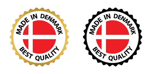 made in Denmark   vector stamp. bagge with Denmark  flag