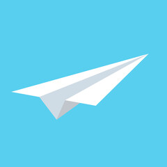 a paper plane on a blue background. Symbol of peace.  
